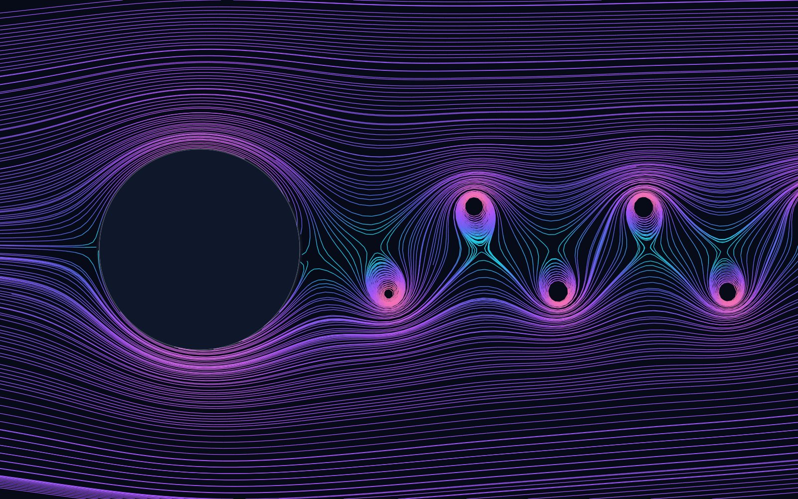 Streamlines of flow past a cylinder with a vortex street